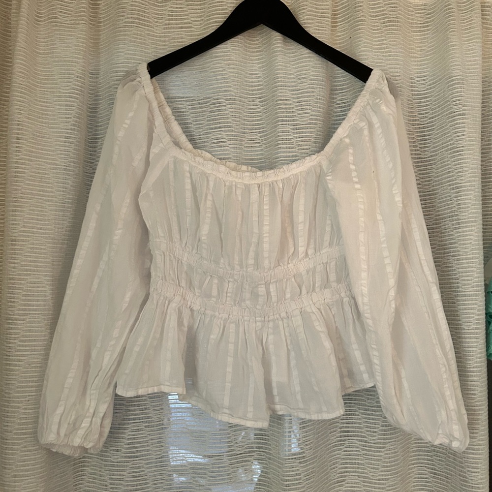 J.Crew puff sleeved textured cotton top